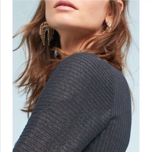 NWT Akemi + Kin Anthro Tegan Sparkle Dress Black Jersey Size Large - Picture 16 of 16